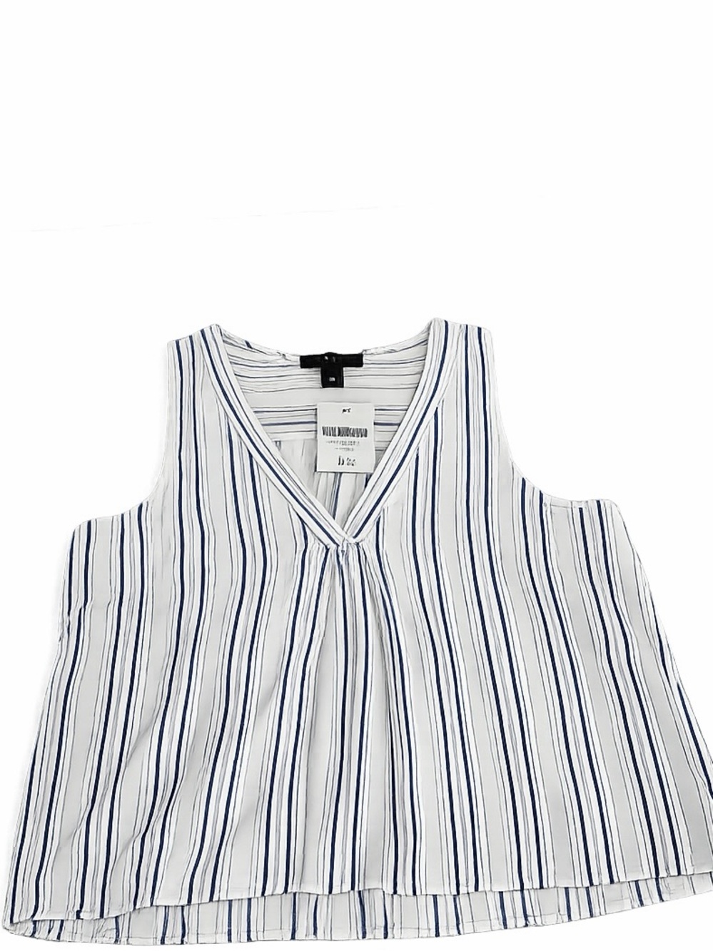 Forever 21 Striped V-Neck Sleeveless Top - White/Navy